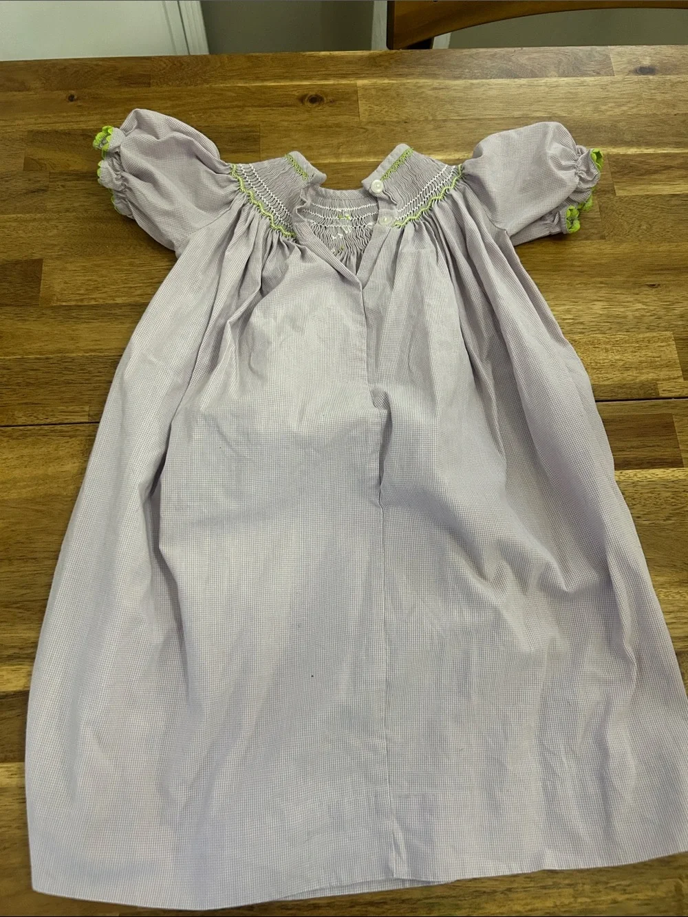 Girls Smocked Puff Sleeve Dress with Embroidered Cats